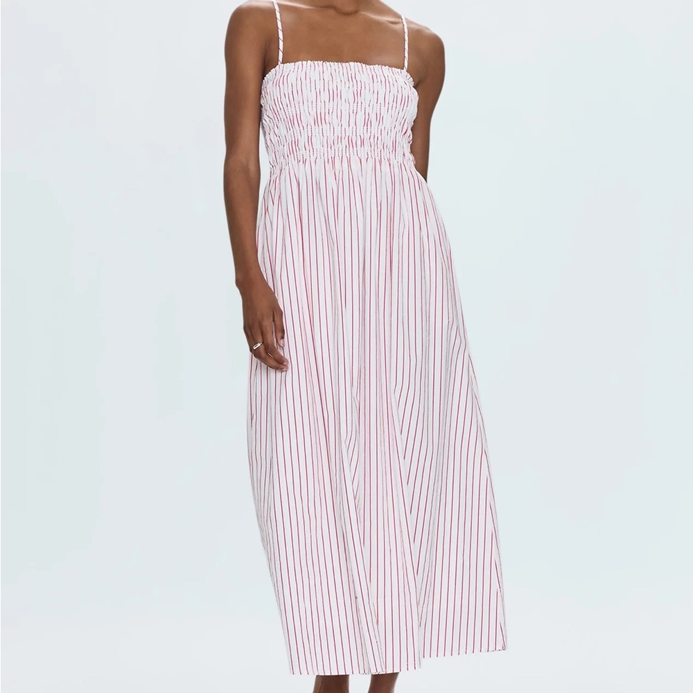 PISTOLA BIANCA SHIRRED BODICE DRESS - RUBY STRIPE
